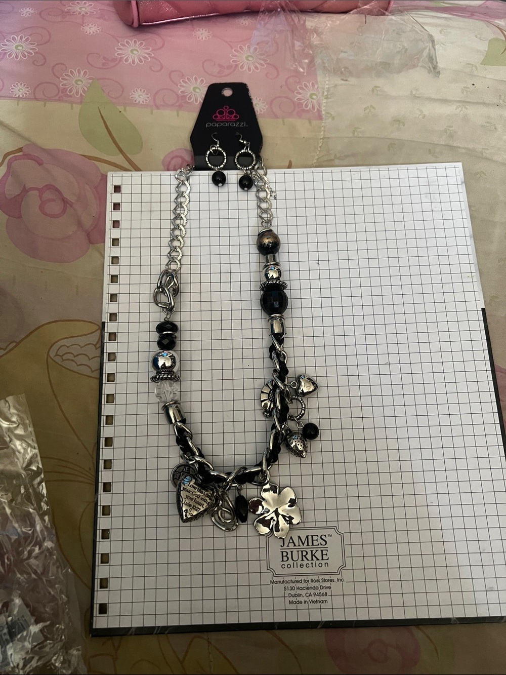 paparazzi Black and Silver Charm Necklace